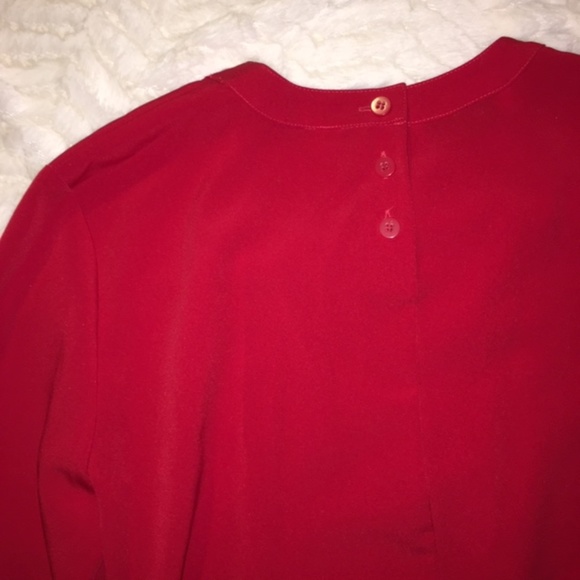 *donated* Vintage Red Pleated Blouse - Picture 3 of 5